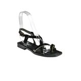 fox SHOES Siyah Hakiki Deri Parmak Arası Kadın Sandalet M291841203, Siyah-Hakiki Deri, 36