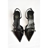 Fox Shoes Siyah Kadın Rugan Topuklu Ayakkabı 12156