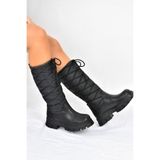 fox SHOES Siyah Kalın Tabanlı Günlük Kadın Çizme L583180104, Siyah-Suni Deri, 39