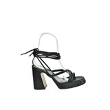 fox SHOES Siyah Platform Topuklu Bilekten Bağlamalı Kadın Ayakkabı M404100509, Siyah-Suni Deri, 35