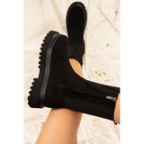 Fox Shoes Siyah Süet Kadın Bot Yüksek Topuklu 6 cm Rahat Taban ile Şık Tasarım
