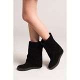 Fox Shoes Siyah Süet Kadın Çizme Orta Topuklu C437454602