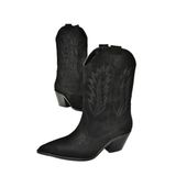 fox SHOES T267655002 Siyah Süet Kalın Topuklu Kadın Bot, Siyah-Süet, 38