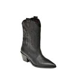 fox SHOES T267655009 Siyah Kalın Topuklu Kadın Bot, Siyah-Suni Deri, 37