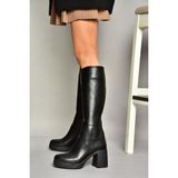 Fox Shoes T282099909 Siyah Kalın Topuklu Kadın Çizme