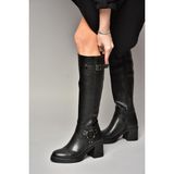 Fox Shoes T282832009 Siyah Kalın Topuklu Kadın Çizme