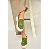 Fox Shoes T294882202 Yeşil Süet Makosen Kadın Ayakkabı