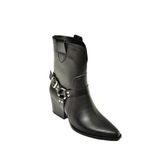 fox SHOES T296094009 Siyah Kovboy Model Kalın Tabanlı Kadın Bot, Siyah-Suni Deri, 37