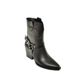 fox SHOES T296094009 Siyah Kovboy Model Kalın Tabanlı Kadın Bot, Siyah-Suni Deri, 40