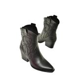 fox SHOES T296112009 Siyah Kalın Topuklu Kadın Bot, Siyah-Suni Deri, 40