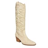 fox SHOES T296815002 Bej Süet Kovboy Model Kadın Çizme, Bej-Süet, 39