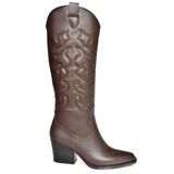 fox SHOES T296815009 Kahverengi Kovboy Model Kadın Çizme, Kahverengi-Suni Deri, 39