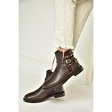 fox SHOES T312124709 Kahverengi Alçak Topuklu Kadın Bot, Kahverengi-Suni Deri, 39