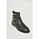fox SHOES T312124709 Siyah Alçak Topuklu Kadın Bot, Siyah-Suni Deri, 40