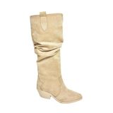 fox SHOES T404401002 Ten Süet Büzgülü Kadın Çizme, Ten-Süet, 36