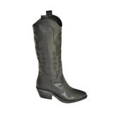 fox SHOES T404401209 Siyah Kovboy Model Kadın Çizme, Siyah-Suni Deri, 37
