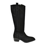 Fox Shoes T480142802 Siyah Süet Alçak Topuklu Kadın Çizme