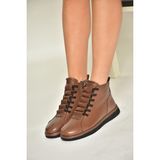 Fox Shoes T555366203 Kahverengi Hakiki Deri Comfort Ortopedik Taban Kadın Bot