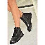 Fox Shoes T555366203 Siyah Hakiki Deri Comfort Ortopedik Taban Kadın Bot