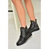 Fox Shoes T555366303 Siyah Hakiki Deri Comfort Ortopedik Taban Kadın Bot