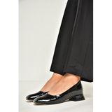 Fox Shoes T590122611 Siyah Kroko Baskı Kalın Kadın Topuklu Ayakkabı