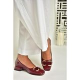 Fox Shoes T590122808 Bordo Rugan Alçak Kadın Topuklu Ayakkabı