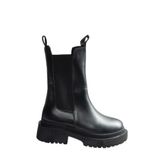 fox SHOES T652449009 Siyah Kalın Tabanlı Kadın Bot, Siyah-Suni Deri, 37