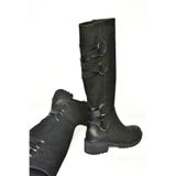 fox SHOES T654047201 Siyah Hakiki Deri Nubuk Kadın Çizme, Siyah-Nubuk, 37