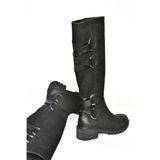fox SHOES T654047201 Siyah Hakiki Deri Nubuk Kadın Çizme, Siyah-Nubuk, 38