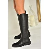 Fox Shoes T654060603 Siyah Hakiki Deri Düz Tabanlı Kadın Ayakkabı