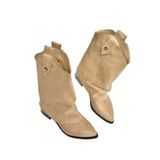 fox SHOES T723972202 Bej Süet Alçak Topuklu Kadın Bot, Bej-Süet, 37