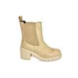 fox SHOES T726981602 Bej Süet Lastikli Kalın Topuklu Kadın Bot, Bej-Süet, 40