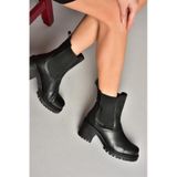 Fox Shoes T726981609 Siyah Lastikli Kalın Topuklu Kadın Bot