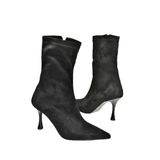 fox SHOES T752582402 Siyah Süet İnce Topuklu Kadın Bot, Siyah-Süet, 36