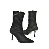 fox SHOES T752582402 Siyah Süet İnce Topuklu Kadın Bot, Siyah-Süet, 39
