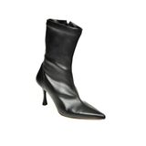 fox SHOES T752582409 Siyah Streç Deri İnce Topuklu Kadın Bot, Siyah-Suni Deri, 36