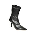 fox SHOES T752582409 Siyah Streç Deri İnce Topuklu Kadın Bot, Siyah-Suni Deri, 39