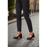 fox SHOES T820059108 Bordo Rugan Kalın Topuklu Kadın Ayakkabı, Bordo-Rugan, 37