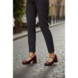 fox SHOES T820059108 Bordo Rugan Kalın Topuklu Kadın Ayakkabı, Bordo-Rugan, 38