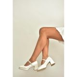 Fox Shoes T820059109 Sedef Rugan Kalın Topuklu Kadın Ayakkabı