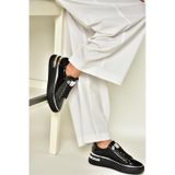 Fox Shoes T820255508 Siyah Rugan Kalın Tabanlı Spor Ayakkabı Sneakers
