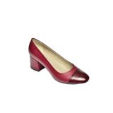 fox SHOES T908002203 Bordo Hakiki Deri Kalın Topuklu Kadın Ayakkabı, Bordo-Hakiki Deri, 41