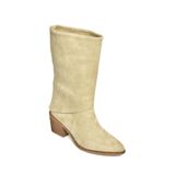 fox SHOES T936042502 Bej Kalın Alçak Topuklu Kadın Bot, Bej-Süet, 38