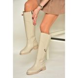 Fox Shoes T973600609 Bej Düz Taban Kadın Çizme