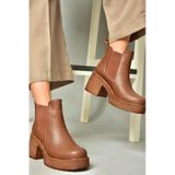 Fox Shoes T996220009 Taba Kalın Topuklu Kadın Bot