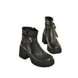fox SHOES T996227809 Siyah Kalın Topuklu Kadın Bot, Siyah-Suni Deri, 38