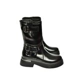 fox SHOES T996333008 Siyah Rugan Kalın Tabanlı Kadın Bot, Siyah-Rugan, 36