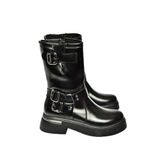 fox SHOES T996333008 Siyah Rugan Kalın Tabanlı Kadın Bot, Siyah-Rugan, 37