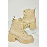 fox SHOES T996533009 Bej Kalın Topuklu Kadın Bot, Bej-Suni Deri, 36