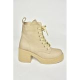 fox SHOES T996533009 Bej Kalın Topuklu Kadın Bot, Bej-Suni Deri, 39